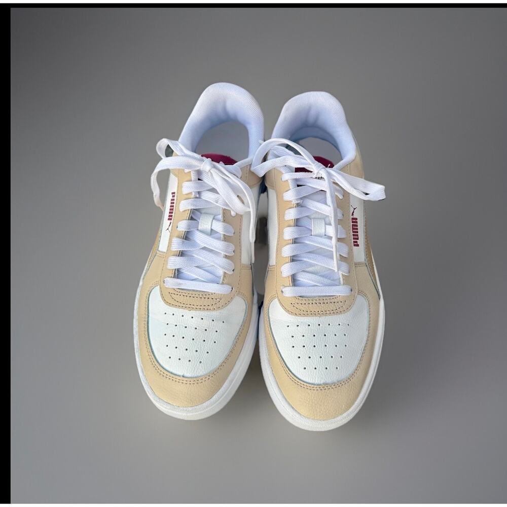 Puma Caven 2.0 White Beige Leather Sneakers Women’s Size 8.5 SoftFoam+